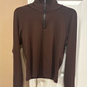 Women's Long Sleeve Brown Turtleneck Top